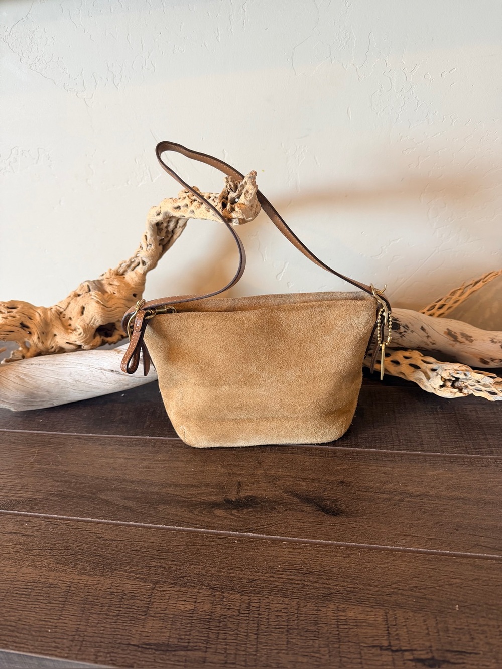 Coach Vintage Y2K Rare Tan Suede Leather Soho Hobo Shoulder Bag Mini Purse